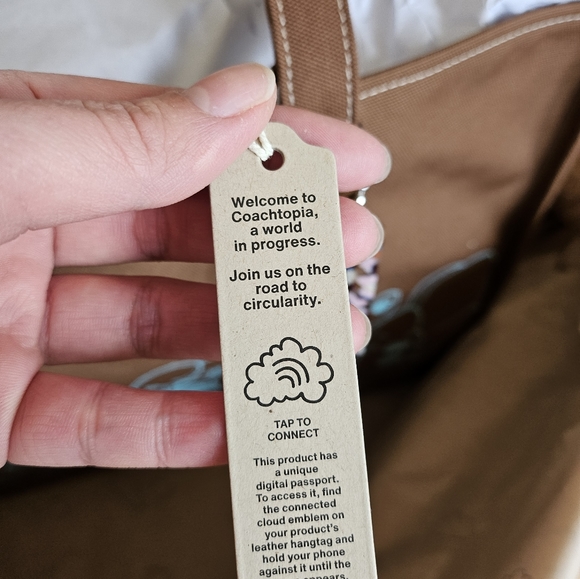 Coachtopia tote purse bag in brown recycled canvas - Picture 3 of 11